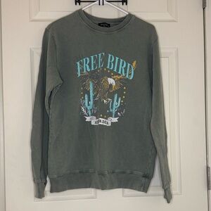 Free Bird Graphic Crewneck Sweatshirt - Olive by Zutter